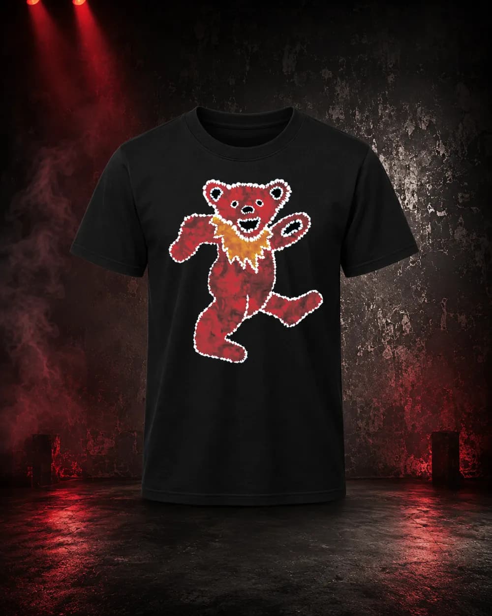 Release 53 — Tie-Dye Bear — black rock music graphic t-shirt